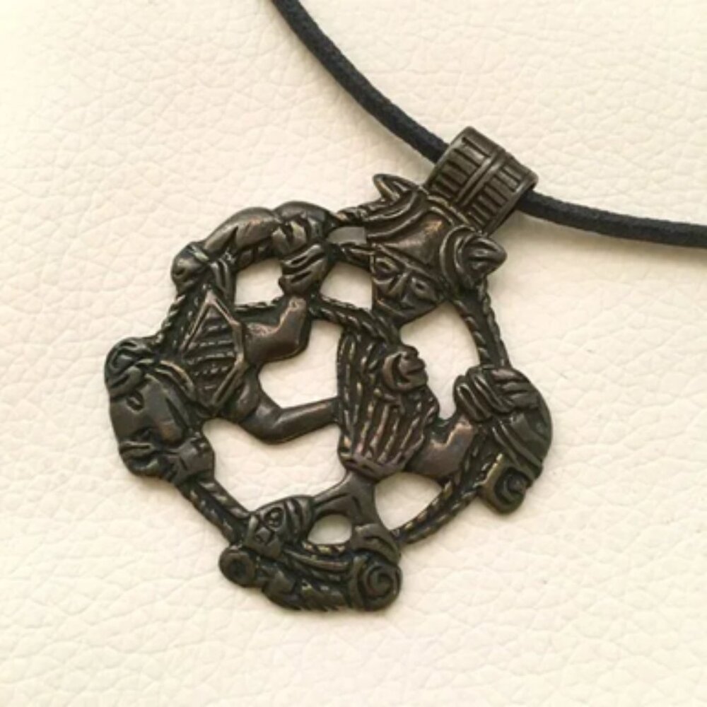 Vintage Norse Loki’s Binding Pendant Viking Mythology Trickster God Runes